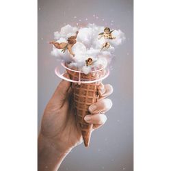 Hand holding ice cream cone