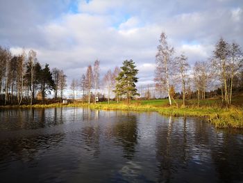 Scenic view of lake against sky