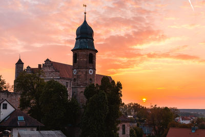 Buildings against sky during sunset