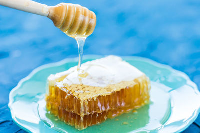 Close-up of cake served on plate