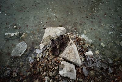 Close-up of abandoned shoe