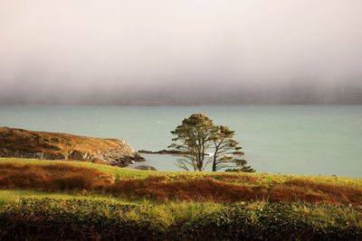 Scenic view of lake against sky