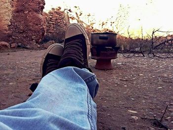 Young woman standing on tiled floor