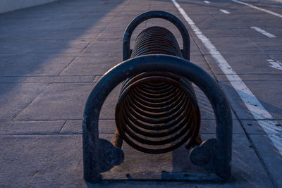 High angle view of manhole on street