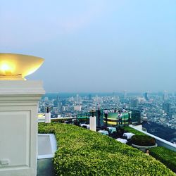 View of cityscape against clear sky