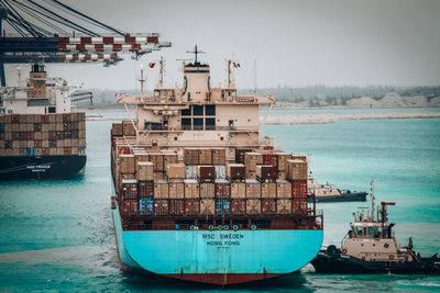 Ship in sea against sky