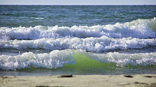 Waves splashing on rocks