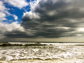 Scenic view of sea against cloudy sky