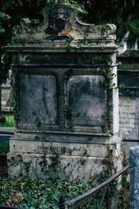 Close-up of old sculpture in cemetery