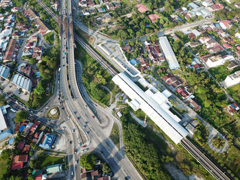 High angle view of city street