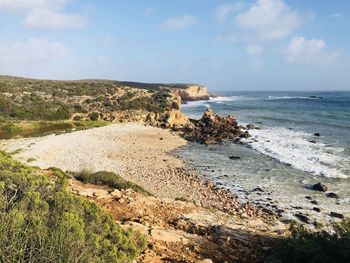 Scenic view of beach against sky