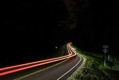 Blurred motion of road at night