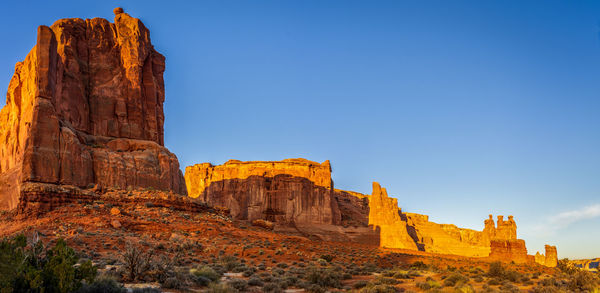 Low angle view of rock formation