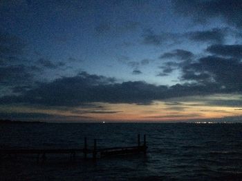 Scenic view of sea against sky at sunset