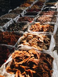 High angle view of dry fruits for sale