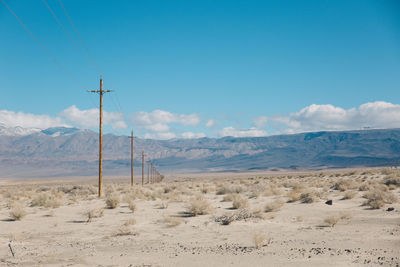 Power lines at death valley desert