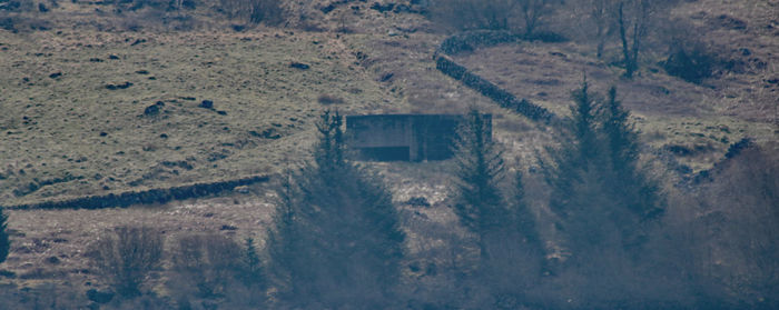 High angle view of buildings on land