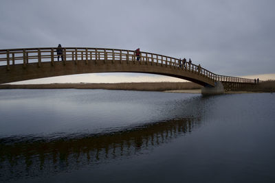 Low angle view of bridge over river against sky