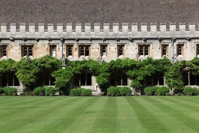 Garden against historic building