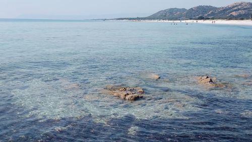 Scenic view of beautiful sea against clear sky in sardinia