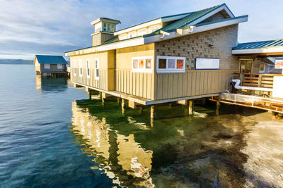 Buildings on pier in redondo beach, washington.