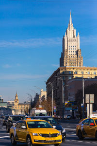 View of traffic on city street