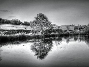 Scenic view of lake against sky