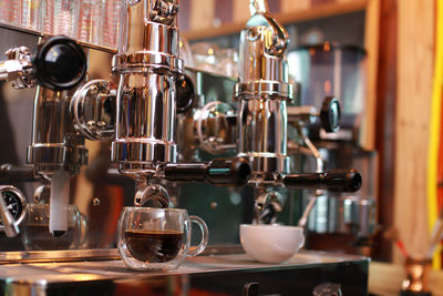 Close-up of coffee served in cafe