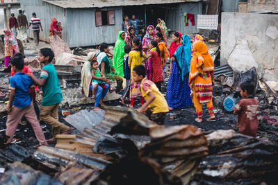 Group of people in front of building