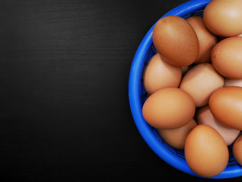 High angle view of eggs in container