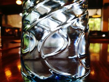 Close-up of water in glass on table