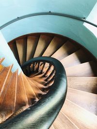 High angle view of spiral staircase