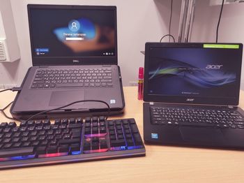 Close-up of computer keyboard on table