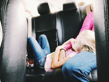 People sleeping in bus