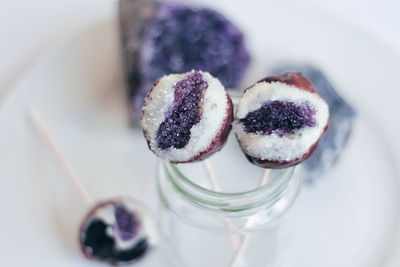 High angle view of dessert on cake