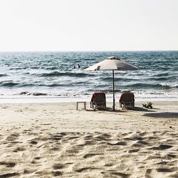 Scenic view of beach against clear sky