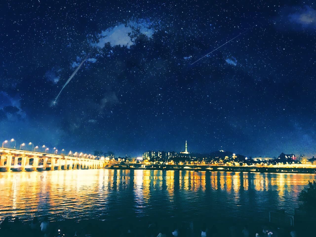 night, reflection, astronomy, star - space, illuminated, sky, constellation, galaxy, space and astronomy, lake, water, space, city, nature, star field, bridge - man made structure, scenics, milky way, outdoors, architecture, no people, astrology sign, beauty in nature