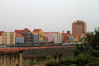 Residential buildings against clear sky