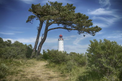 Low angle view of lighthouse against sky