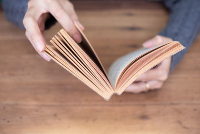 Close-up of hand holding book