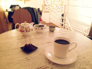 Coffee cup on table