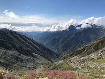 Scenic view of mountains against sky