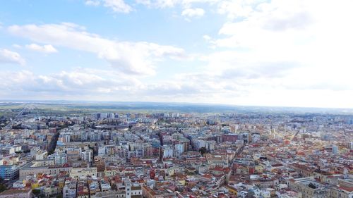 High angle view of cityscape against sky