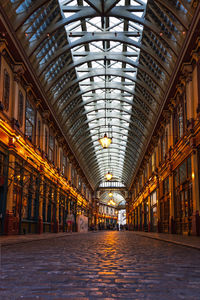 Interior of leadenhall market, a historic shopping arcade in london, uk, 5 november 2023