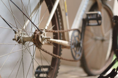 Close-up of bicycle wheel