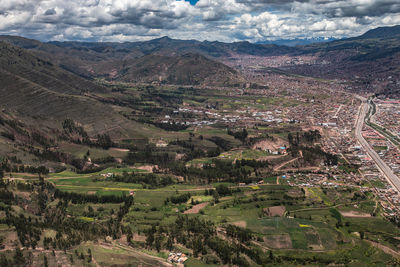 High angle view of landscape against sky