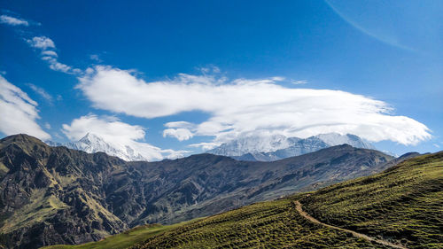 Scenic view of mountains against sky