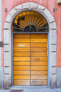 Closed door of building