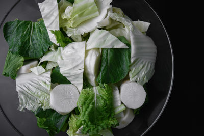 High angle view of vegetables in plate