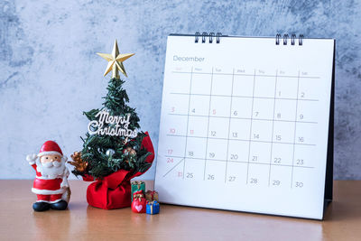 Christmas decorations on table